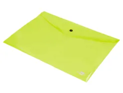 Pochette enveloppe liderpapel polypropylene 180 microns a4 97x210mm 50f fermeture bouton jaune fluo opaque