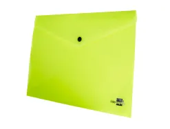 Pochette enveloppe liderpapel polypropylene 180 microns a4 97x210mm 50f fermeture bouton jaune fluo opaque