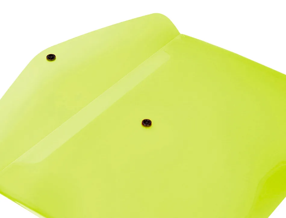 Pochette enveloppe liderpapel polypropylene 180 microns a4 97x210mm 50f fermeture bouton jaune fluo opaque
