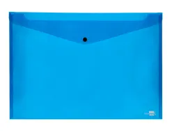 Pochette enveloppe liderpapel polypropylène 180 microns a3 420x297mm 50f fermeture bouton résistant transparent bleu