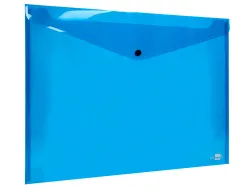 Pochette enveloppe liderpapel polypropylène 180 microns a3 420x297mm 50f fermeture bouton résistant transparent bleu