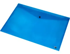 Pochette enveloppe liderpapel polypropylène 180 microns a3 420x297mm 50f fermeture bouton résistant transparent bleu