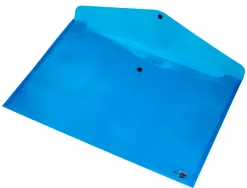 Pochette enveloppe liderpapel polypropylène 180 microns a3 420x297mm 50f fermeture bouton résistant transparent bleu