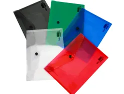 Pochette enveloppe liderpapel polypropylène 180 microns a5 210x148mm 50f fermeture bouton résistant transparent rouge