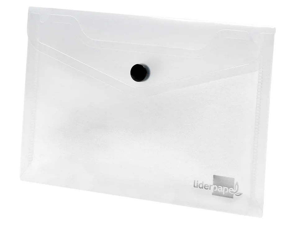 Pochette enveloppe liderpapel polypropylène 180 microns a6 148x105mm 50f fermeture bouton transparent