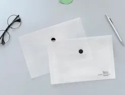 Pochette enveloppe liderpapel polypropylène 180 microns a6 148x105mm 50f fermeture bouton transparent