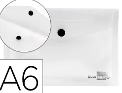 Pochette enveloppe liderpapel polypropylène 180 microns a6 148x105mm 50f fermeture bouton transparent