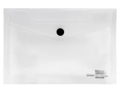 Pochette enveloppe liderpapel polypropylène 180 microns a6 148x105mm 50f fermeture bouton transparent