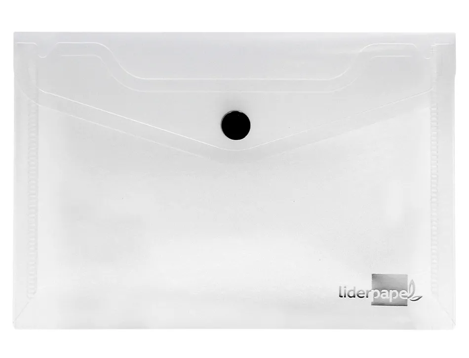 Pochette enveloppe liderpapel polypropylène 180 microns a6 148x105mm 50f fermeture bouton transparent