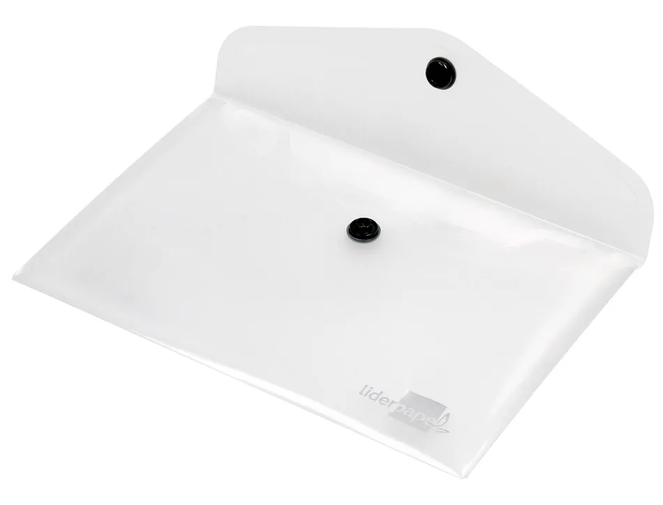 Pochette enveloppe liderpapel polypropylène 180 microns a6 148x105mm 50f fermeture bouton transparent