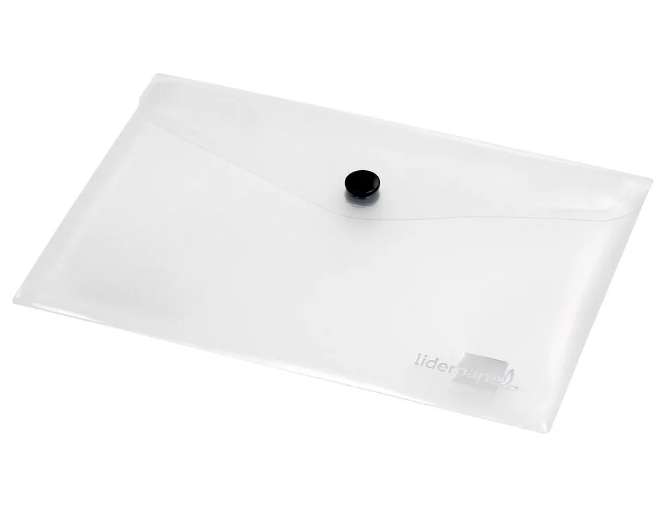 Pochette enveloppe liderpapel polypropylène 180 microns a6 148x105mm 50f fermeture bouton transparent