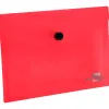 Pochette enveloppe liderpapel polypropylène 180 microns a6 148x105mm 50f fermeture bouton transparent rouge