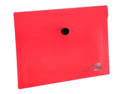 Pochette enveloppe liderpapel polypropylène 180 microns a6 148x105mm 50f fermeture bouton transparent rouge