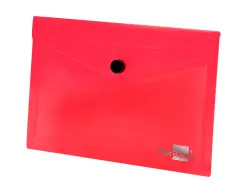 Pochette enveloppe liderpapel polypropylène 180 microns a6 148x105mm 50f fermeture bouton transparent rouge
