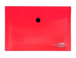 Pochette enveloppe liderpapel polypropylène 180 microns a6 148x105mm 50f fermeture bouton transparent rouge