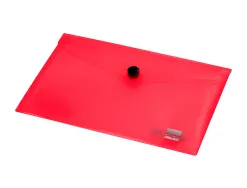 Pochette enveloppe liderpapel polypropylène 180 microns a6 148x105mm 50f fermeture bouton transparent rouge