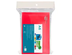 Pochette enveloppe liderpapel polypropylène 180 microns a6 148x105mm 50f fermeture bouton transparent rouge