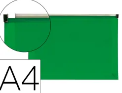 Pochette enveloppe liderpapel polypropylne 180 microns a4 210x297mm fermeture clair vert translucide
