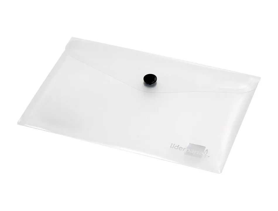 Pochette enveloppe liderpapel polypropylène 180 microns a7 105x74mm 50f fermeture bouton résistant transparent