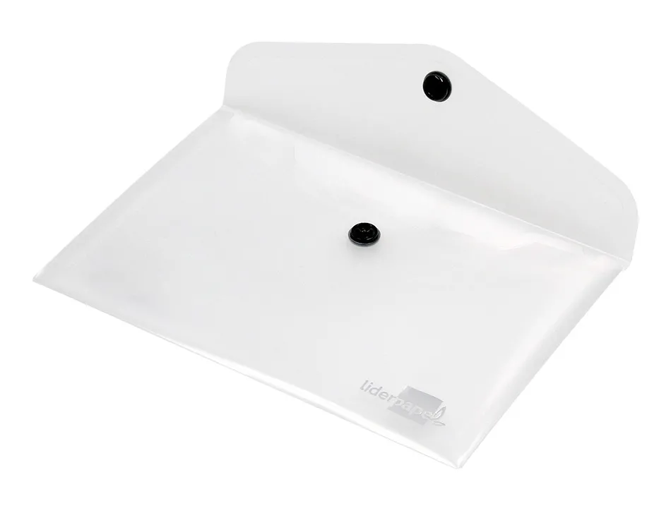 Pochette enveloppe liderpapel polypropylène 180 microns a7 105x74mm 50f fermeture bouton résistant transparent