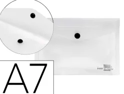 Pochette enveloppe liderpapel polypropylène 180 microns a7 105x74mm 50f fermeture bouton résistant transparent