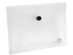 Pochette enveloppe liderpapel polypropylène 180 microns a7 105x74mm 50f fermeture bouton résistant transparent
