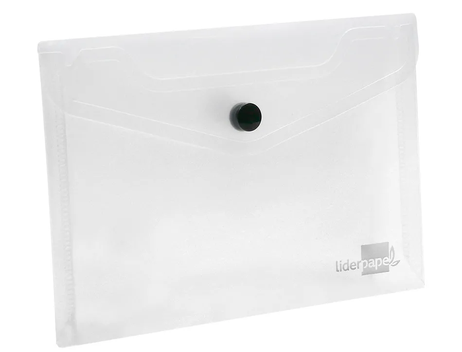 Pochette enveloppe liderpapel polypropylène 180 microns a7 105x74mm 50f fermeture bouton résistant transparent