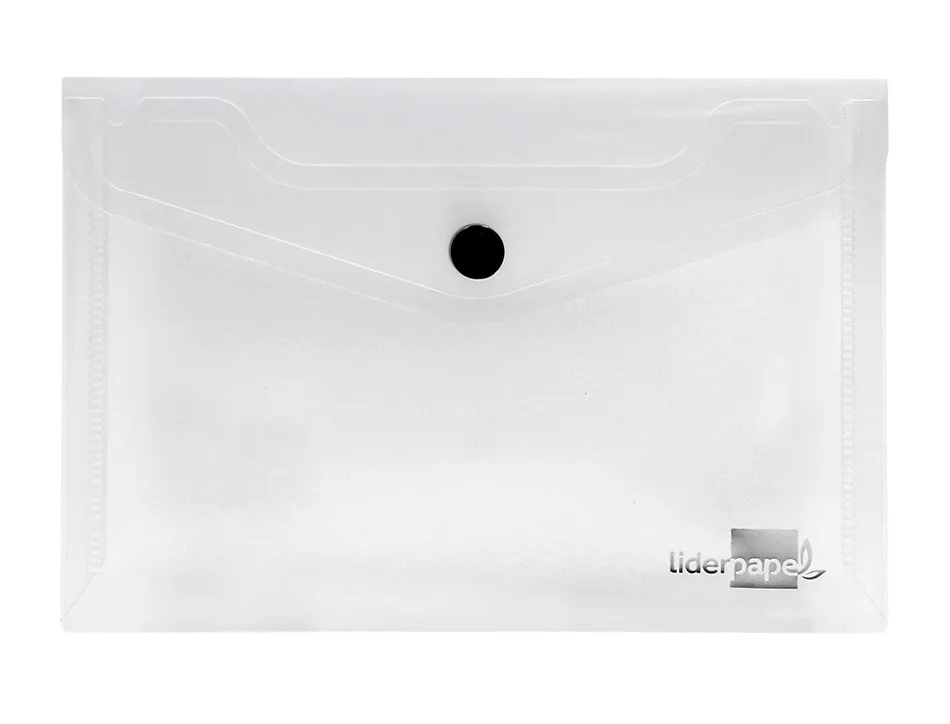 Pochette enveloppe liderpapel polypropylène 180 microns a7 105x74mm 50f fermeture bouton résistant transparent