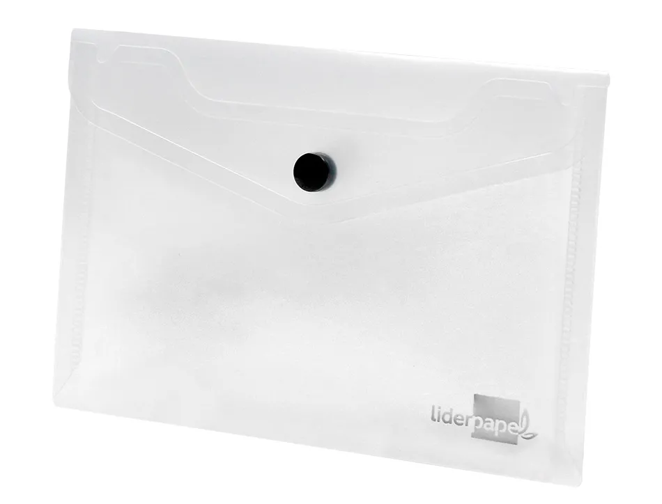 Pochette enveloppe liderpapel polypropylène 180 microns a7 105x74mm 50f fermeture bouton résistant transparent