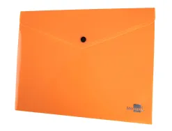 Pochette enveloppe liderpapel polypropylene 180 microns a4 97x210mm 50f fermeture bouton orange fluo opaque