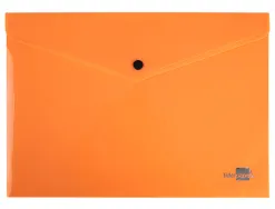Pochette enveloppe liderpapel polypropylene 180 microns a4 97x210mm 50f fermeture bouton orange fluo opaque