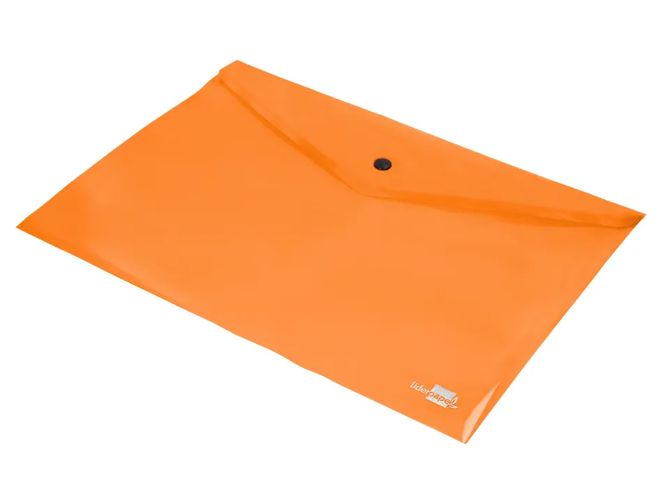Pochette enveloppe liderpapel polypropylene 180 microns a4 97x210mm 50f fermeture bouton orange fluo opaque