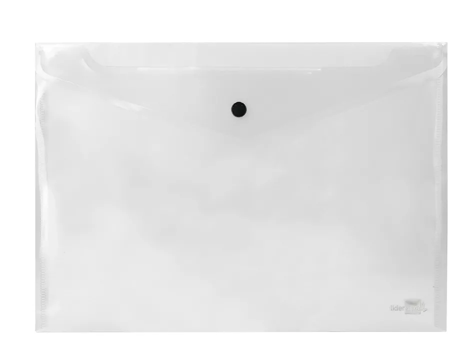 Pochette enveloppe liderpapel polypropylène 180 microns a4 297x210mm 50f fermeture bouton résistant transparent
