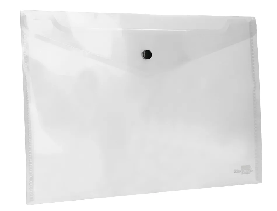 Pochette enveloppe liderpapel polypropylène 180 microns a4 297x210mm 50f fermeture bouton résistant transparent