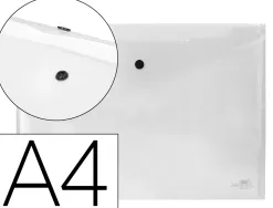Pochette enveloppe liderpapel polypropylène 180 microns a4 297x210mm 50f fermeture bouton résistant transparent
