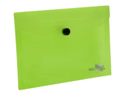 Pochette enveloppe liderpapel polypropylène 180 microns a6 148x105mm 50f fermeture bouton transparent vert