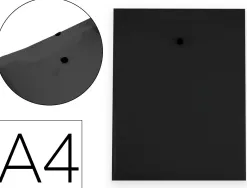Pochette enveloppe liderpapel polypropylene 180 microns a4 297x210mm avec soufflet 300f fermeture bouton noir opaque