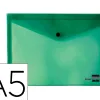 Pochette enveloppe liderpapel polypropylène 180 microns a5 210x148mm 50f fermeture bouton résistant transparent vert
