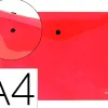 Pochette enveloppe liderpapel polypropylène 180 microns a4 297x210mm 50f fermeture bouton résistant transparent rouge