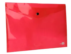 Pochette enveloppe liderpapel polypropylène 180 microns a4 297x210mm 50f fermeture bouton résistant transparent rouge