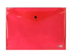 Pochette enveloppe liderpapel polypropylène 180 microns a4 297x210mm 50f fermeture bouton résistant transparent rouge