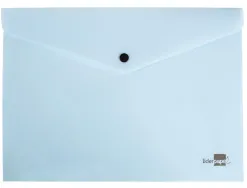 Pochette enveloppe liderpapel polypropylene 180 microns a4 97x210mm 50f fermeture bouton bleu ciel opaque