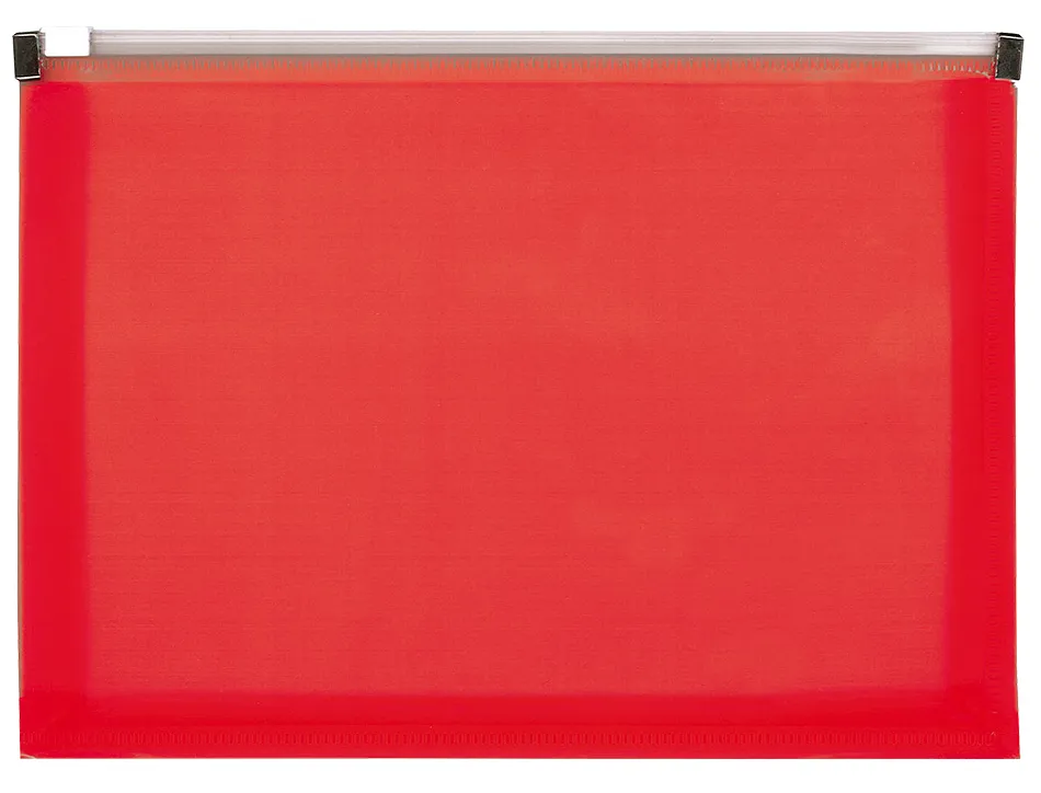 Pochette enveloppe liderpapel polypropylne 180 microns a4 210x297mm fermeture clair rouge translucide
