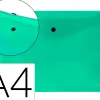 Pochette enveloppe liderpapel polypropylène 180 microns a4 297x210mm 50f fermeture bouton résistant transparent vert
