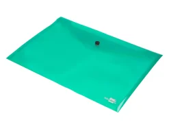 Pochette enveloppe liderpapel polypropylène 180 microns a4 297x210mm 50f fermeture bouton résistant transparent vert