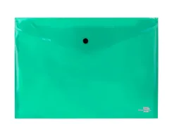 Pochette enveloppe liderpapel polypropylène 180 microns a4 297x210mm 50f fermeture bouton résistant transparent vert