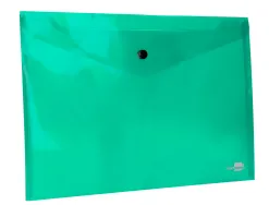 Pochette enveloppe liderpapel polypropylène 180 microns a4 297x210mm 50f fermeture bouton résistant transparent vert