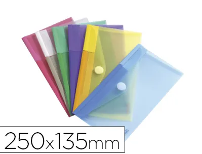 Pochette enveloppe tarifold format chéquier polypropylène transparent coloris assortis sachet 6 unités