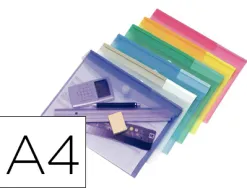 Pochette enveloppe tarifold a4 polypropylène transparent coloris assortis sachet 12 unités