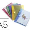 Pochette enveloppe tarifold a5 polypropylène transparent coloris assortis sachet 6 unités